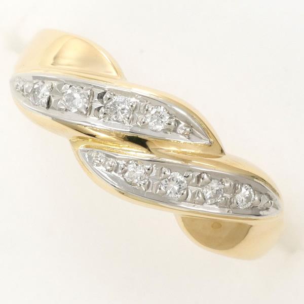 PT900 Platinum K18 Yellow Gold Diamond Ring in Excellent Condition