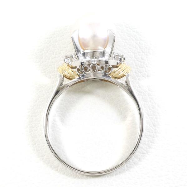 PT900 Platinum K18 Yellow Gold Pearl Ring in Excellent Condition