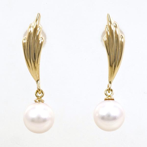 K18 Yellow Gold Pearl Earrings in Excellent Condition