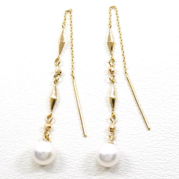 K18 Yellow Gold Pearl Earrings in Excellent Condition