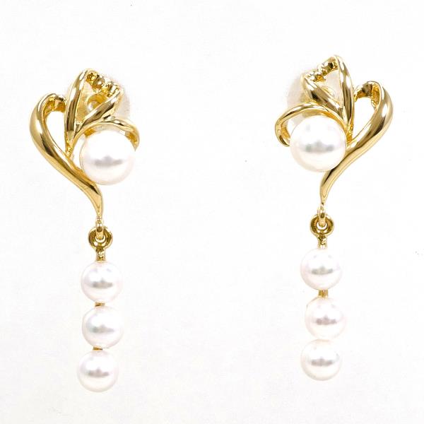 K18 Yellow Gold Pearl Earrings in Excellent Condition