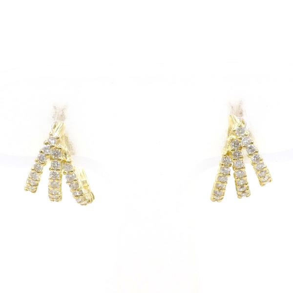 K18 Yellow Gold Diamond Earrings in Excellent Condition