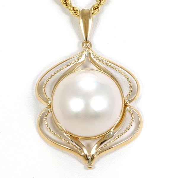 K18 Yellow Gold Necklace with Mabe Pearl in Excellent Condition