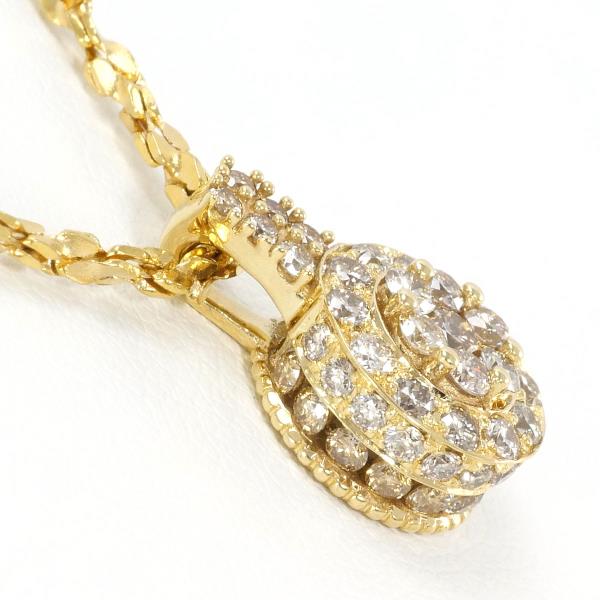 K18 Yellow Gold Necklace with Brown Diamond, 0.80ct in Excellent Condition