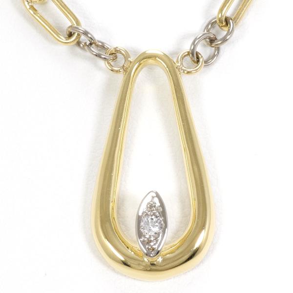 K18 Yellow Gold K14 White Gold Diamond Necklace in Excellent Condition