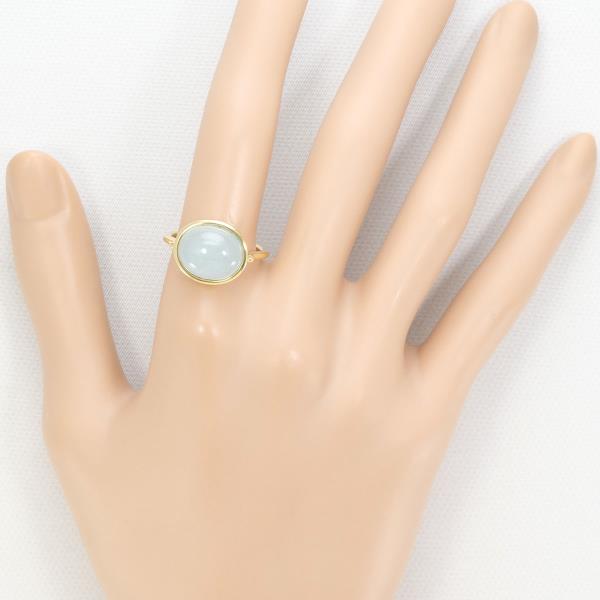 K18 Yellow Gold Aquamarine Cat's Eye Ring 15.5