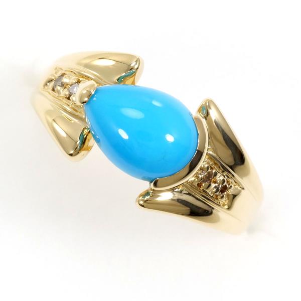 K18 Yellow Gold Turquoise Diamond Ring in Excellent Condition