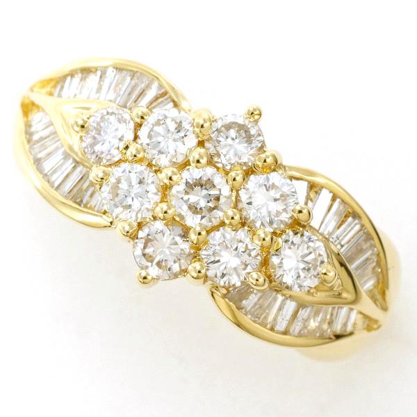 K18 Yellow Gold Diamond Ring 10号 in Excellent Condition