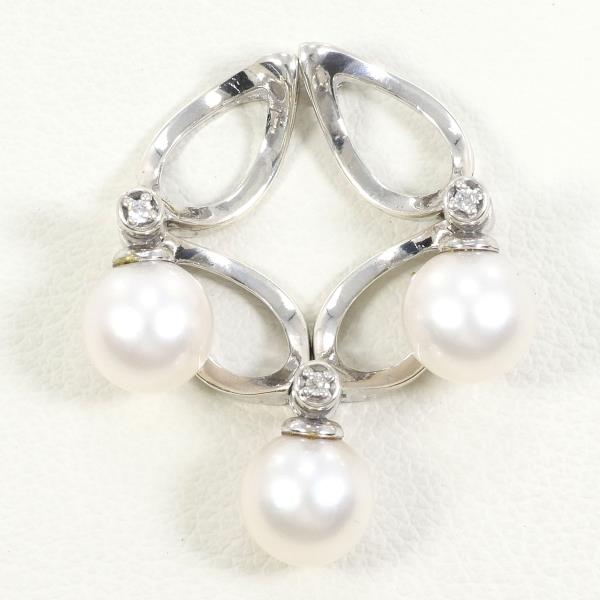 Silver Pendant Top Imitation Pearl Zirconia Jewelry in Excellent Condition