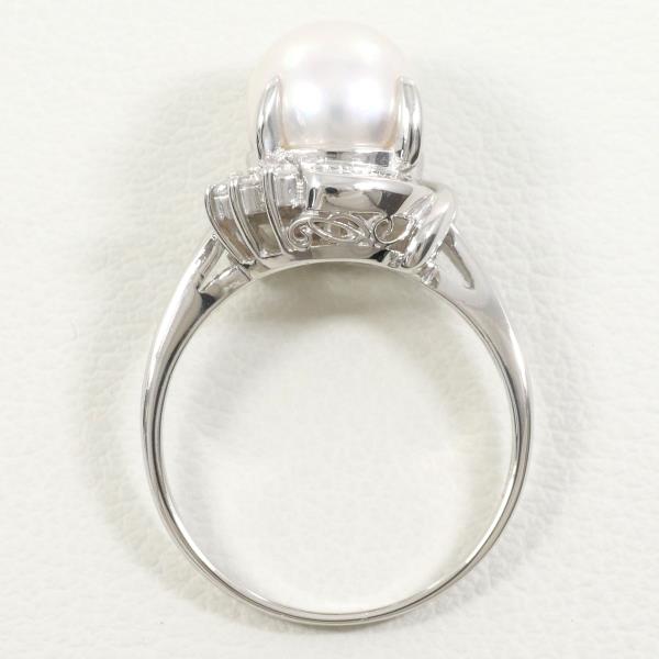 PT900 Platinum Pearl Ring with Diamond in Excellent Condition