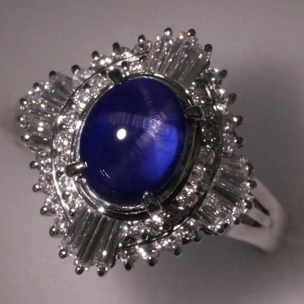 PT900 Platinum Star Sapphire Ring 15.5 in Excellent Condition