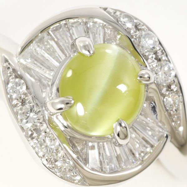 PT900 Platinum Ring with Chrysoberyl Cat's Eye and Diamonds in Excellent Condition