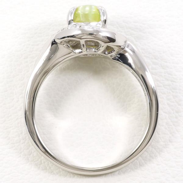 PT900 Platinum Ring with Chrysoberyl Cat's Eye and Diamonds in Excellent Condition