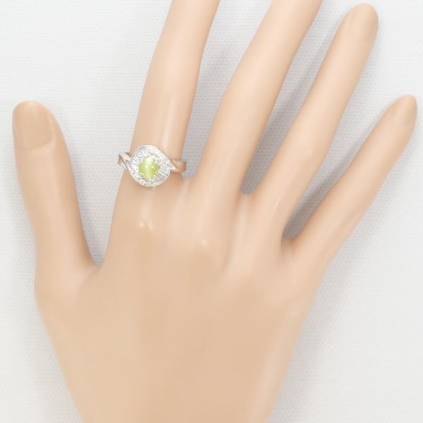 PT900 Platinum Ring with Chrysoberyl Cat's Eye and Diamonds in Excellent Condition