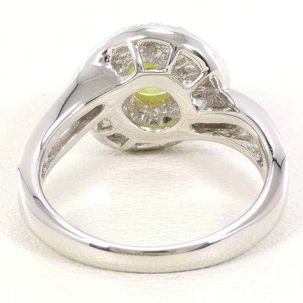 PT900 Platinum Ring with Chrysoberyl Cat's Eye and Diamonds in Excellent Condition