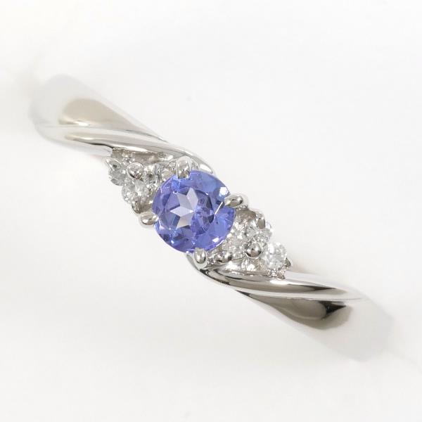 PT900 Platinum Tanzanite Diamond Ring, Size 13.5 in Excellent Condition