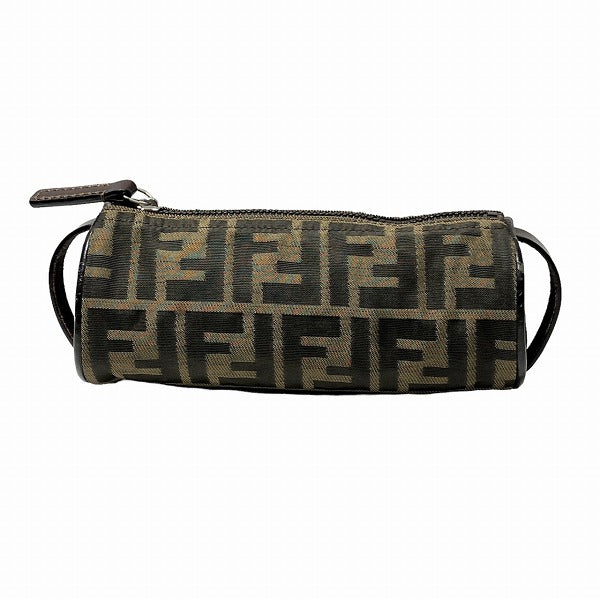 Fendi Zucca Leather Canvas Pouch Pen Case Cosmetic Bag in Good Condition