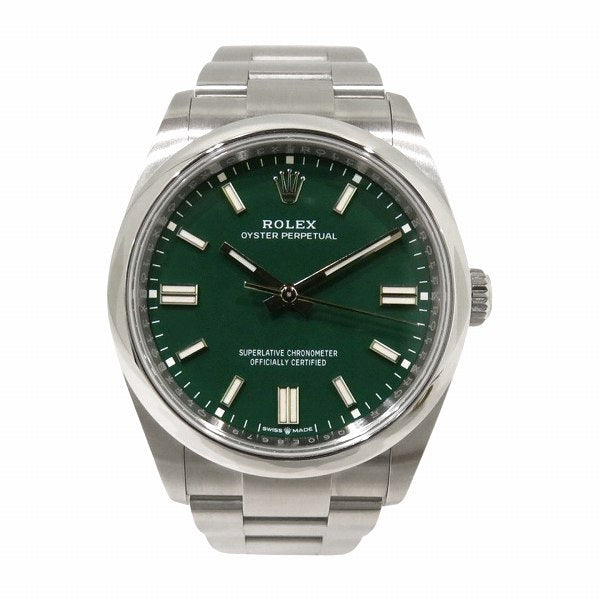 Rolex Oyster Perpetual 126000 Automatic Green Dial Men's Watch in Great Condition