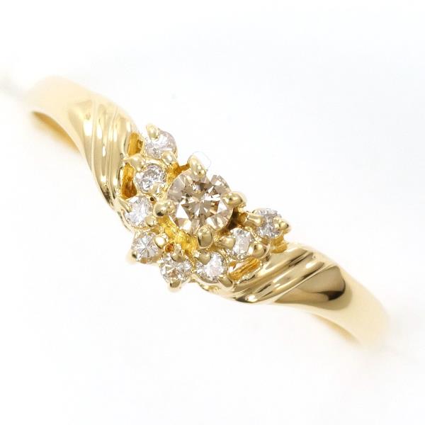 K18 Yellow Gold Diamond Ring 14号 0.18ct in Excellent Condition