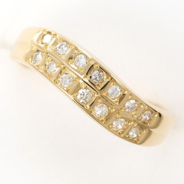 K18 Yellow Gold Diamond Ring 9号 in Excellent Condition