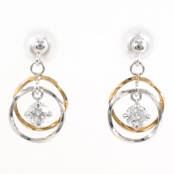 K18 Yellow Gold White Gold Diamond Earrings in Excellent Condition