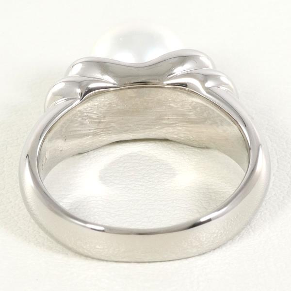 K18 White Gold Ring with Akoya Pearl, Size 12.5 in Excellent Condition