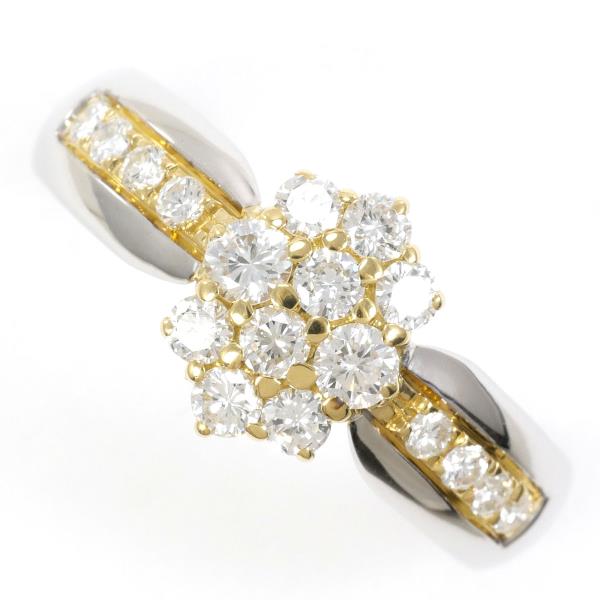 K18 Yellow White Gold Diamond Ring 19.5