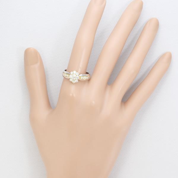 K18 Yellow White Gold Diamond Ring 19.5