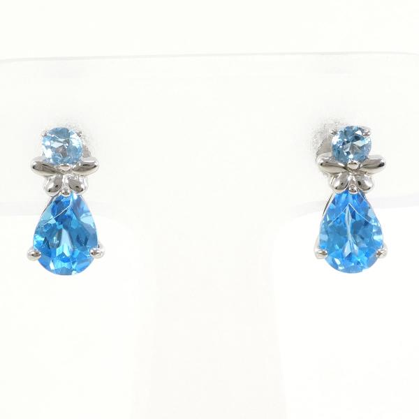 K14 White Gold Blue Topaz Earrings in Excellent Condition