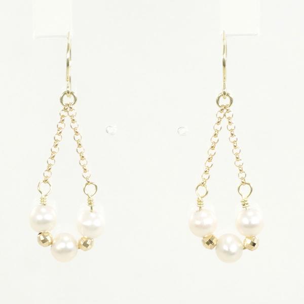 K14 Yellow Gold Pearl Earrings in Excellent Condition