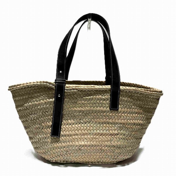 Loewe Raffia Leather Basket Medium Tote