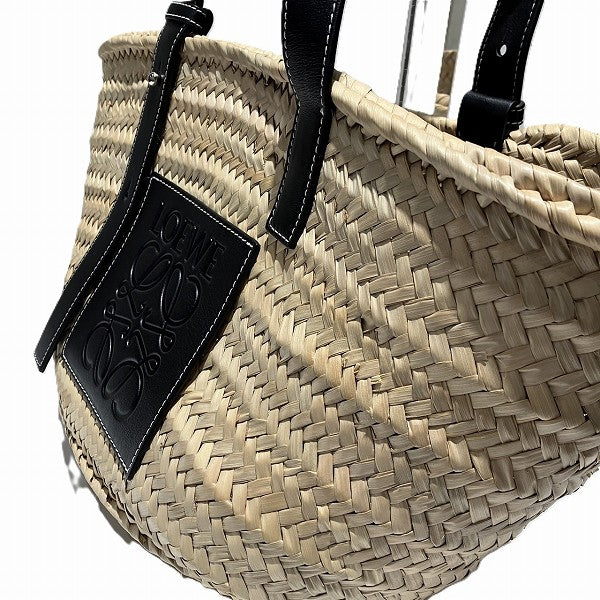 Loewe Raffia Leather Basket Medium Tote