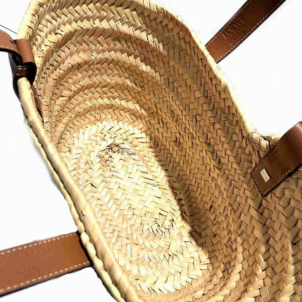 Loewe Raffia Leather Basket Medium Tote Bag in Great Condition