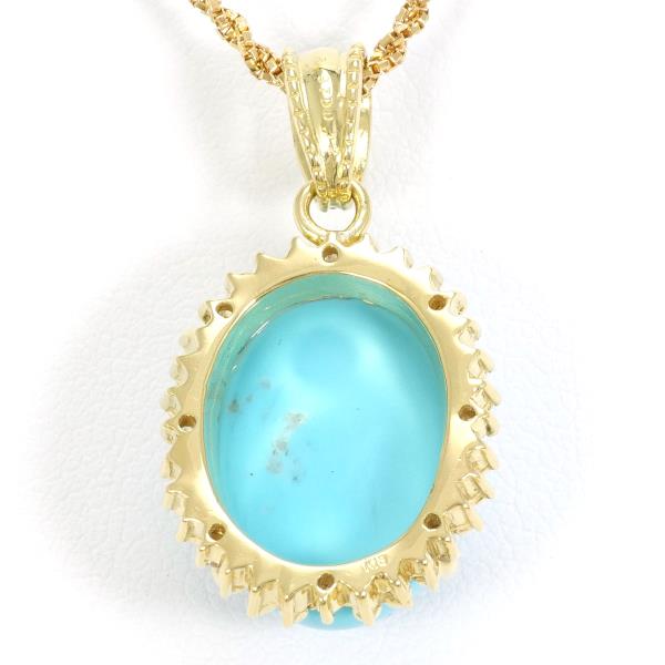 K18 Yellow Gold Turquoise Necklace with Diamond in Excellent Condition