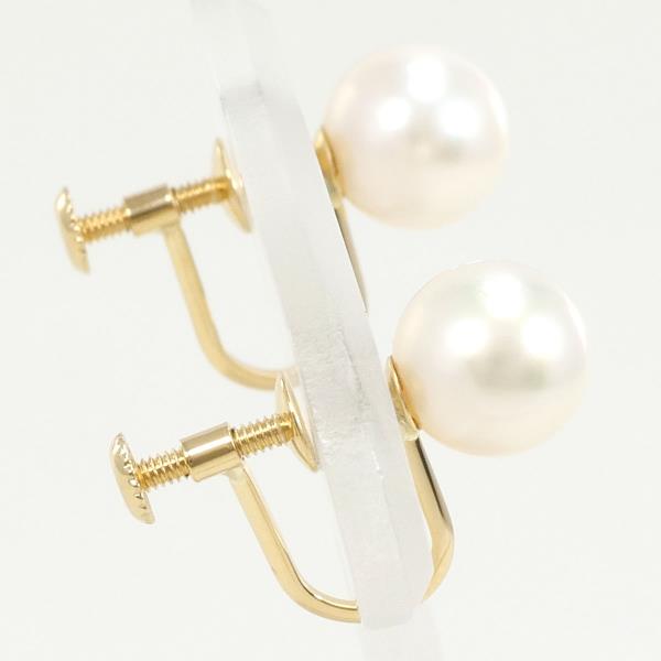 K18 Yellow Gold Pearl Earrings in Excellent Condition