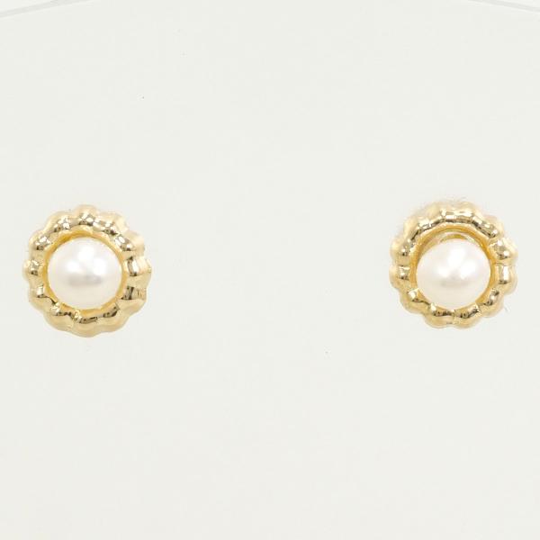 K18 Yellow Gold Pearl Earrings in Excellent Condition