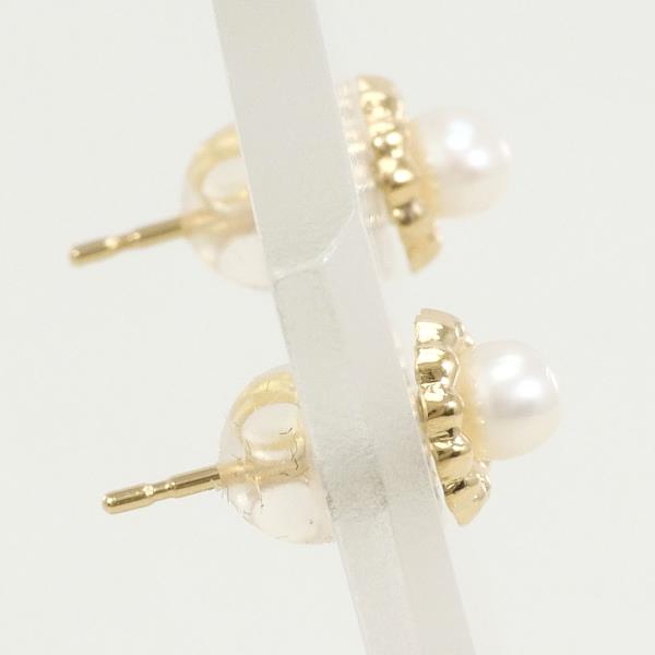 K18 Yellow Gold Pearl Earrings in Excellent Condition