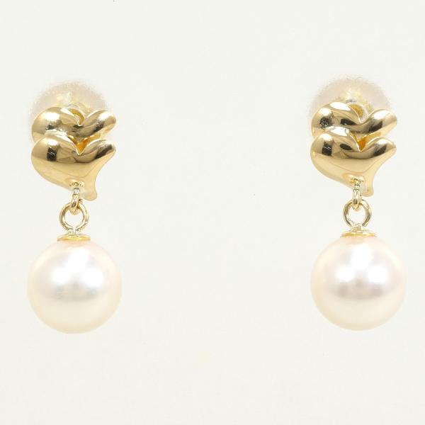 K18 Yellow Gold Pearl Earrings in Excellent Condition