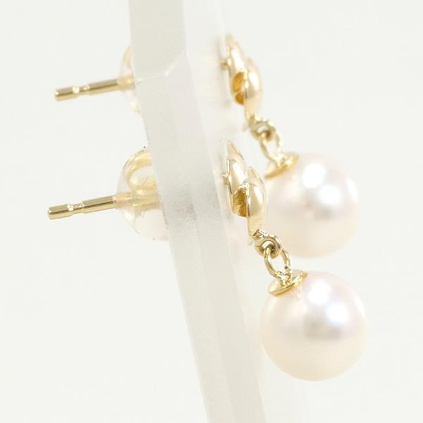 K18 Yellow Gold Pearl Earrings in Excellent Condition