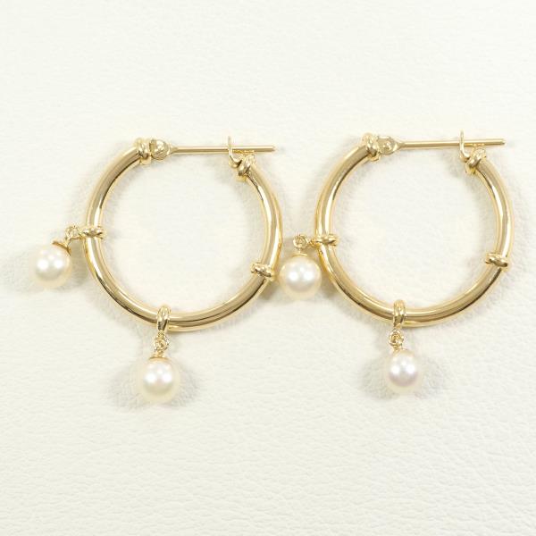 K18 Yellow Gold Pearl Earrings in Excellent Condition