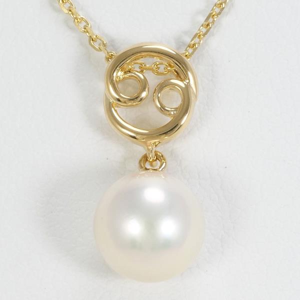 K18 Yellow Gold Pearl Necklace in Excellent Condition