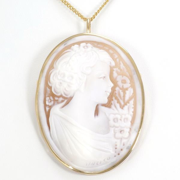 K18 Yellow Gold Necklace Brooch Shell Cameo