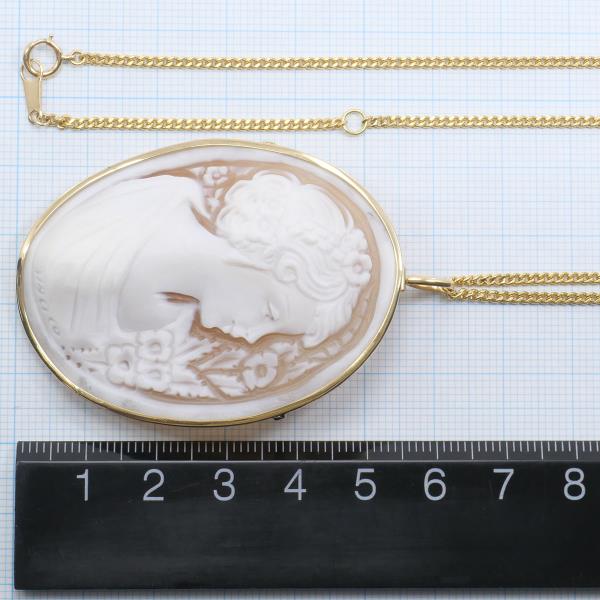 K18 Yellow Gold Necklace Brooch Shell Cameo