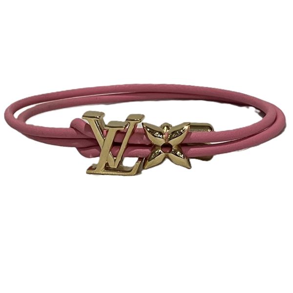 Louis Vuitton Leather Metal Bracelet M0975Z in Great Condition