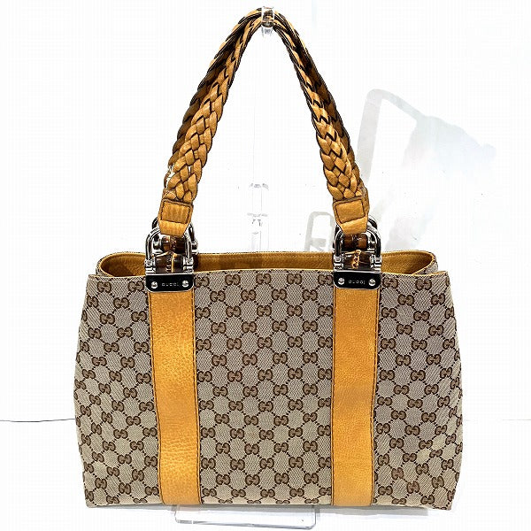 Gucci GG Canvas Bamboo Tote Bag 232947 in Good Condition