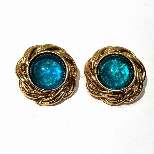 Chanel Blue Stone Earrings Clip in Great Condition