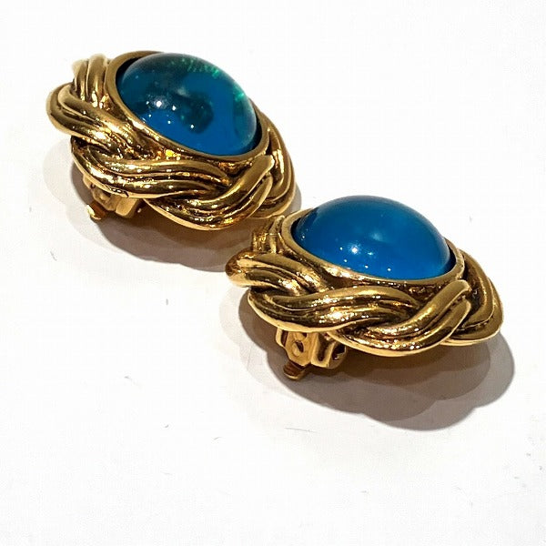 Chanel Blue Stone Earrings Clip in Great Condition