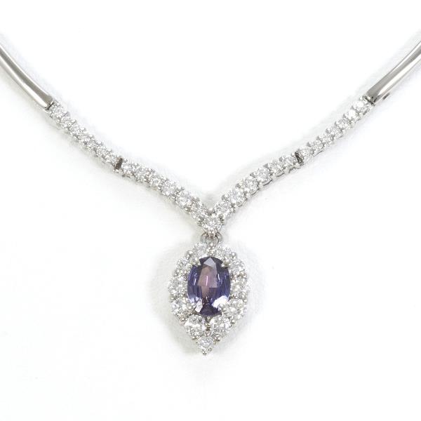 PT900 Platinum K18WG Alexandrite Necklace in Excellent Condition