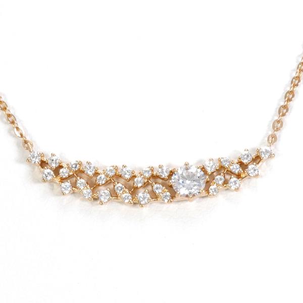 K14 Pink Gold Zircon Necklace in Excellent Condition