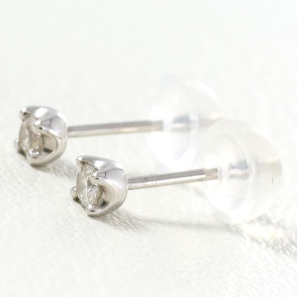 4℃ K10 White Gold Diamond Earrings in Excellent Condition